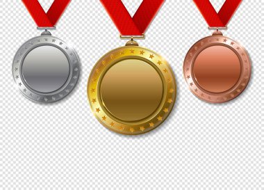 Ayarla gerçekçi hampion altın, gümüş ve bronz ödül