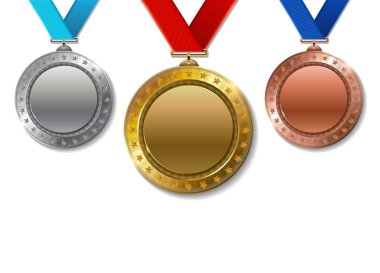 Ayarla gerçekçi hampion altın, gümüş ve bronz ödül