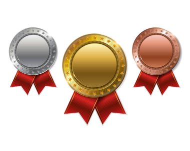 Ayarla gerçekçi hampion altın, gümüş ve bronz ödül