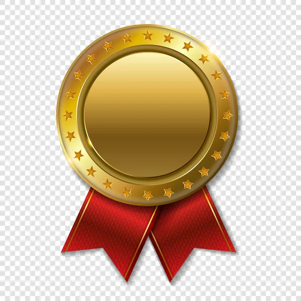 Realistic Gold Champion Award Medal — Stock Vector