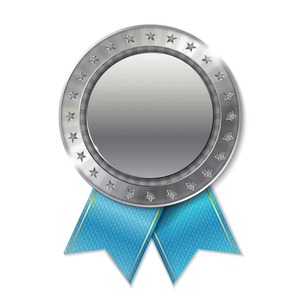 Realistische Zilveren Kampioen Award Medaille — Stockvector