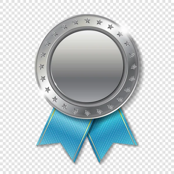 Realistic Silver Champion Award Medal — Stock Vector