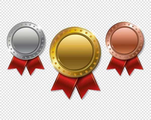 Conjunto Premios Realistas Oro Plata Bronce Hampion — Vector de stock