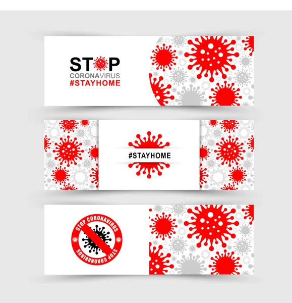 Bannière Coronavirus Pour Hôpitaux Établissements Médicaux Icône Cellule Bactéries Poste — Image vectorielle