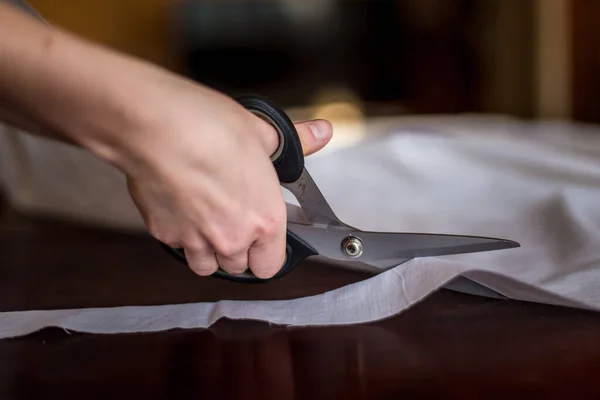 Cutting Cloth Prepare Drape — Stock Photo, Image