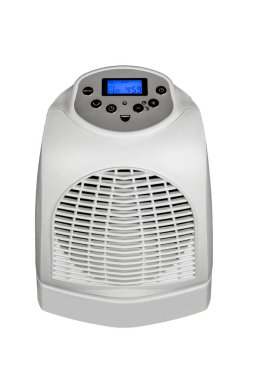 İzole edilmiş beyaz arkaplanda ön görünüm halojen ışık ısıtıcısı