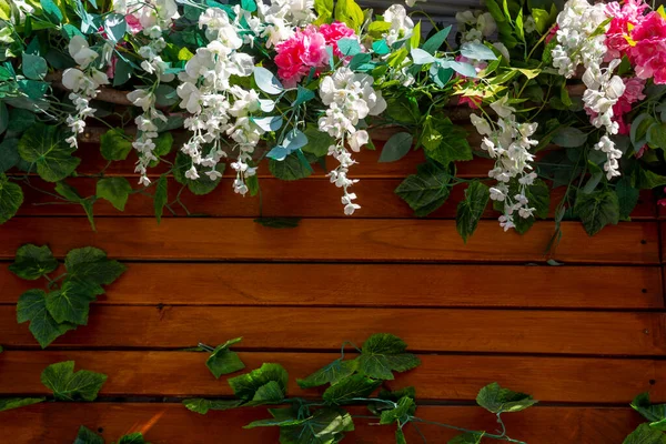 stock image flower on wooden background