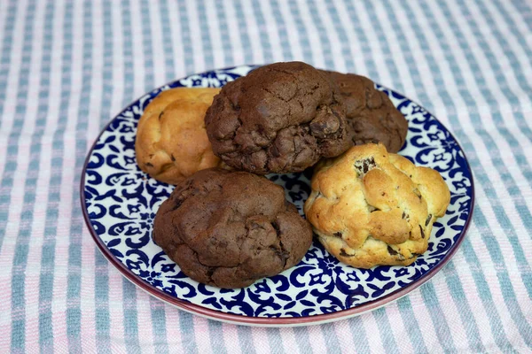 Galletas Chocolate Mesa Madera — Foto de Stock