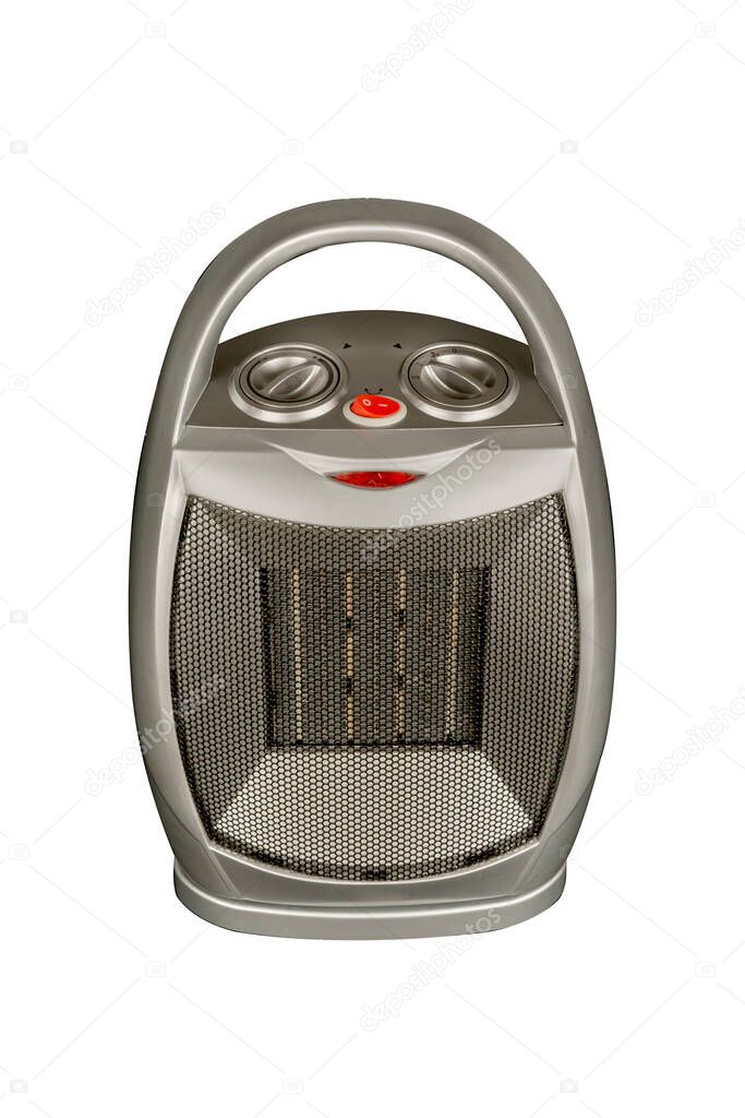 front view halogen light heater on isolated white background