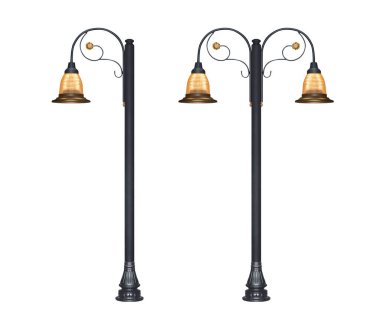 Sokak lambaları beyaz arkaplanda izole edildi