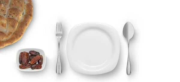 Fastin Concept Empty Plate White Background — Stock Photo, Image