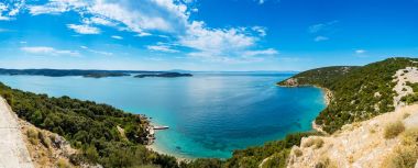 Panoramic view of Adriatic Sea near town Lopar on island Rab clipart