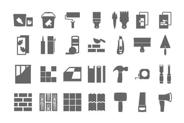 Matériaux de construction, icônes de réparation. jeu de vecteurs . — Image vectorielle