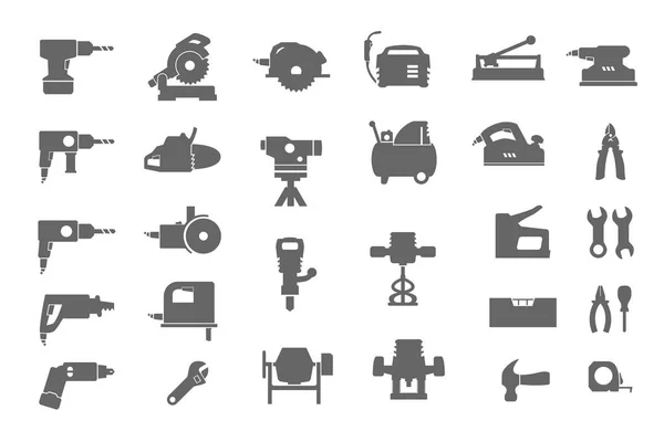 De hulpmiddelen van de bouw. Pictogrammen herstellen. Vector set. — Stockvector