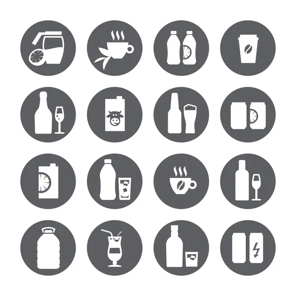 Getränke Kreis Icon Set. verschiedene Getränkeschilder. — Stockvektor