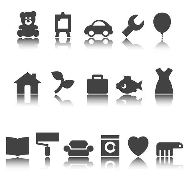 Iconos para tienda online. Signo vectorial, reflejo de sombra . — Archivo Imágenes Vectoriales