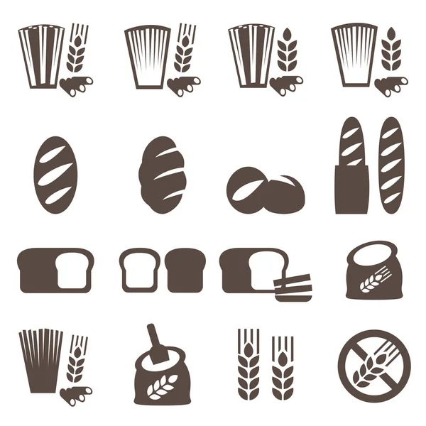 Producten van tarwe. vector icon set. — Stockvector