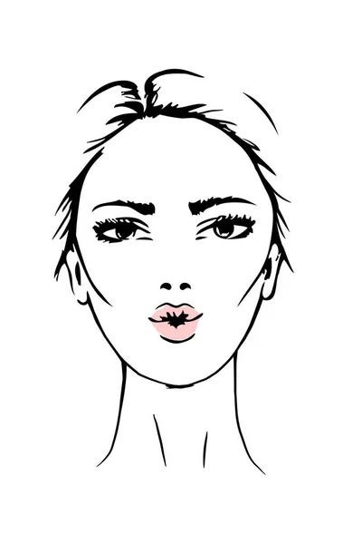 Face woman sketch,air kiss. Fashion portrait. — Stock Photo, Image