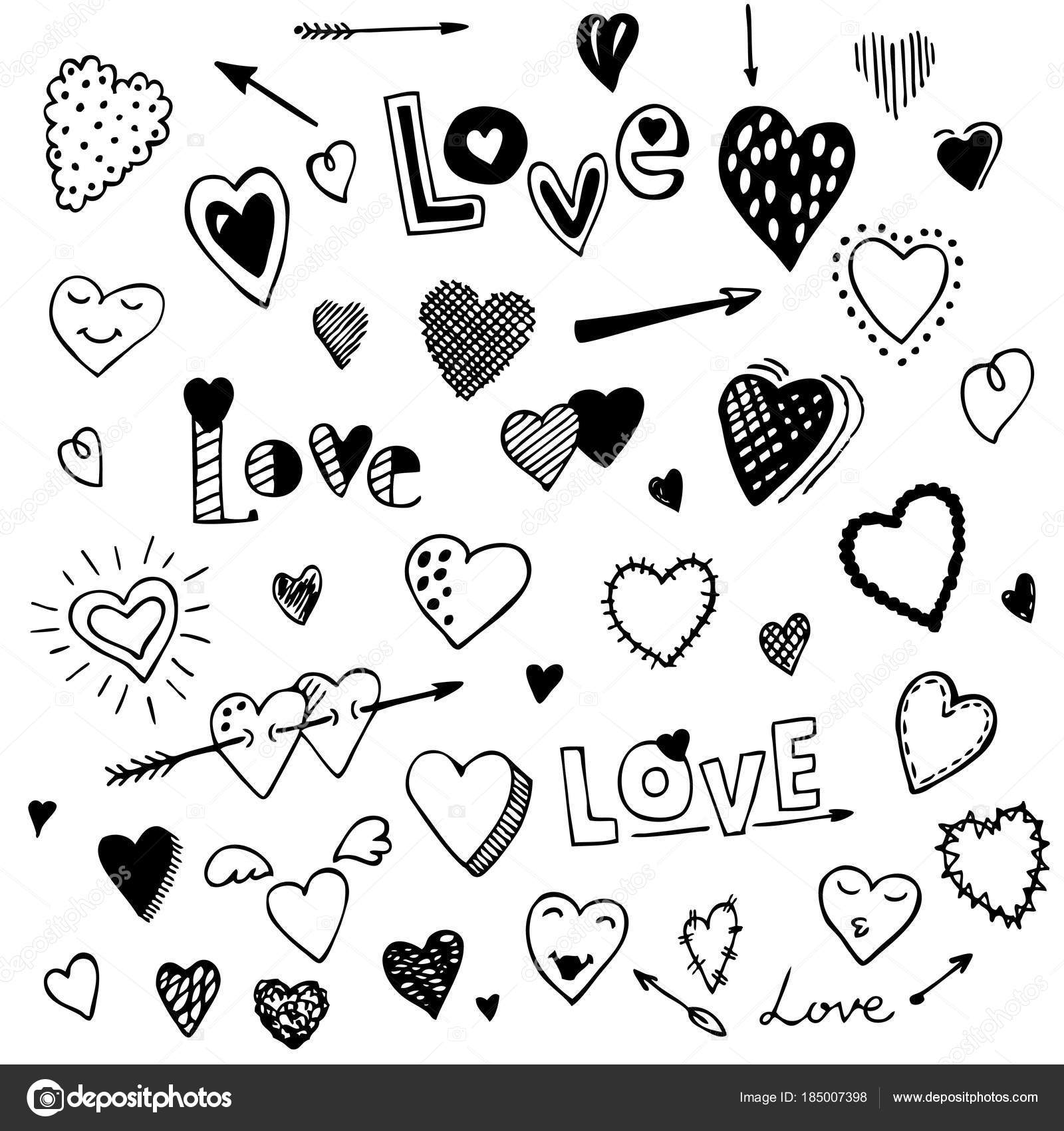 Set of heart doodles. Hand drawn vector. Stock Vector Image by ©olya ...