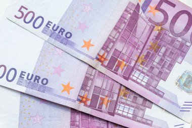 Avrupa ve Avrupa 'daki uluslararası ticaret ve finans piyasasını gösteren uluslararası kitle finansmanı veya mali işlemler için 500 avroluk banknotlar
