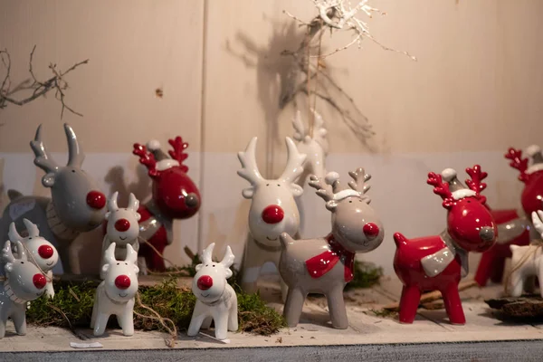 Decoración Navidad Con Renos Ciervos — Foto de Stock
