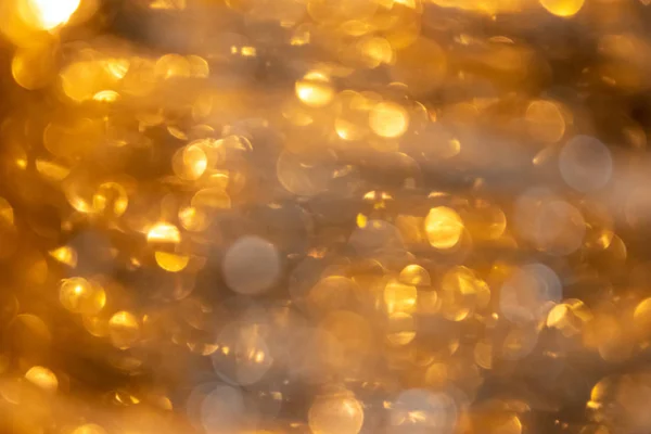 Beautiful Golden Bokeh Background Texture Christmas Wreath Golden Branches Lightful — Stock Photo, Image