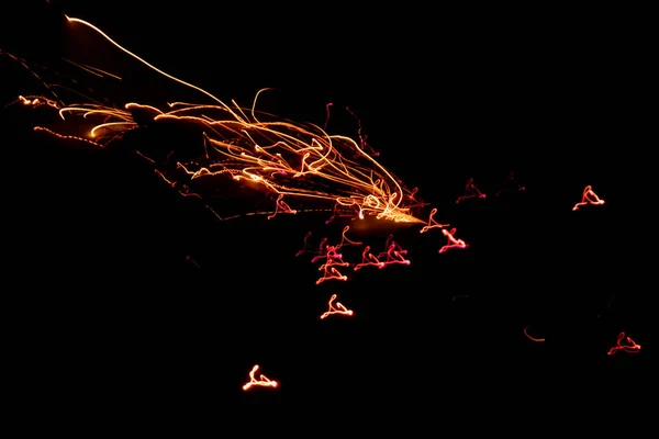 Magníficos Destellos Voladores Crean Maravilloso Fondo Abstracto Para Fiestas Silvestres — Foto de Stock