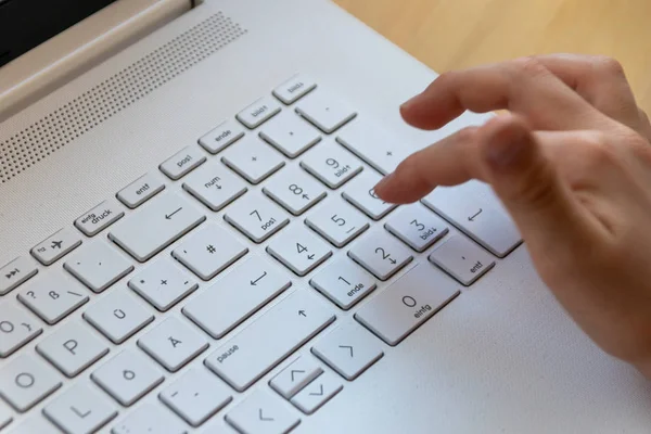 Young Boy Learning Code Program White Elegant Notebook Computer His — Stock Photo, Image