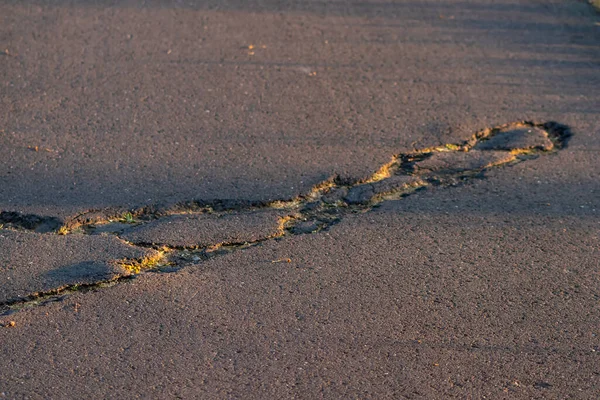 Зламана Асфальтова Дорога Тріщинами — стокове фото