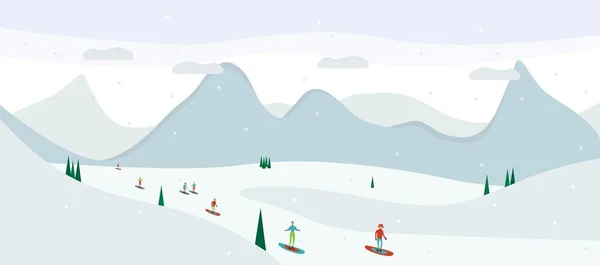 Station Ski Alpinisme Aventure Plat Vecteur Illustration Alpes Suisses Sapins Vecteurs De Stock Libres De Droits