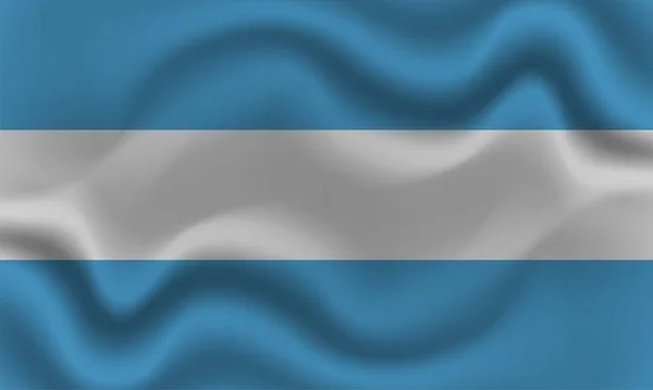 Drapeau National Argentine Sur Tissu Coton Ondulé Illustration Vectorielle Réaliste — Image vectorielle