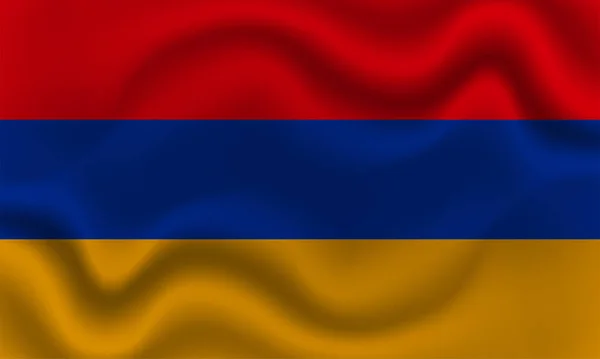Bendera Nasional Armenia Pada Kain Kapas Bergelombang Ilustrasi Vektor Realistis - Stok Vektor