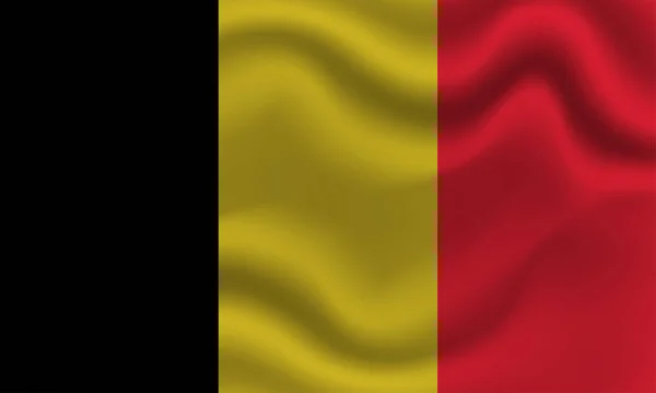 Nationale Vlag Van België Golvend Katoenen Weefsel Realistische Vector Illustratie — Stockvector