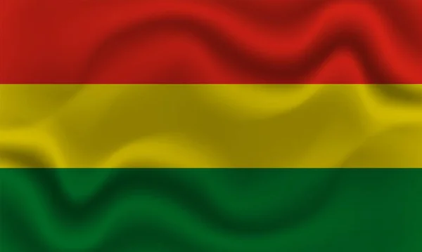 Bandera Nacional Bolivia Sobre Tela Algodón Ondulado Ilustración Vectorial Realista — Vector de stock