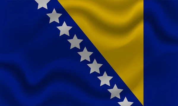 Drapeau National Bosnie Herzégovine Sur Tissu Coton Ondulé Illustration Vectorielle — Image vectorielle