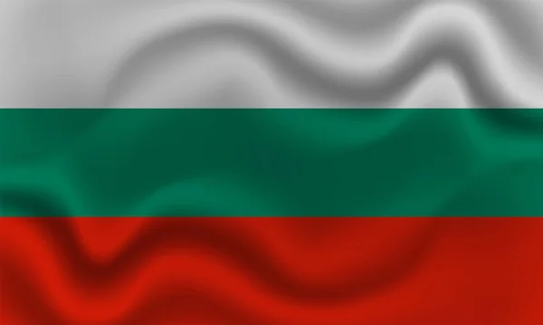波状の綿織物でブルガリアの国旗です 現実的なベクトル図 — ストックベクタ