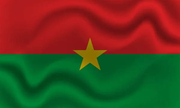 Bandera Nacional Burkina Faso Sobre Tela Algodón Ondulado Ilustración Vectorial — Vector de stock