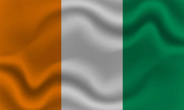 Elfenbenskustens Flagga Vågigt Bomullstyg Realistisk Vektor Illustration — Stock vektor