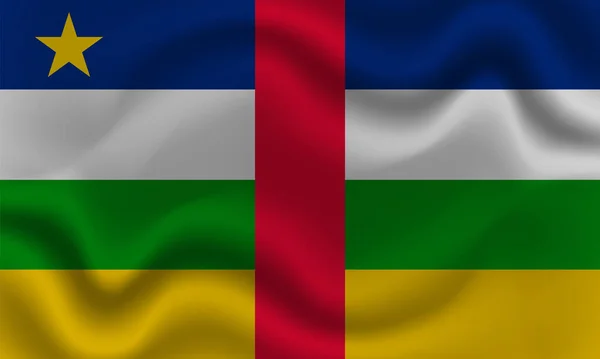 Centralafrikanska Republikens Nationella Flagga Vågigt Bomullstyg Realistisk Vektor Illustration — Stock vektor