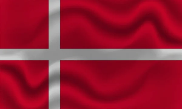 Drapeau National Danemark Sur Tissu Coton Ondulé Illustration Vectorielle Réaliste — Image vectorielle