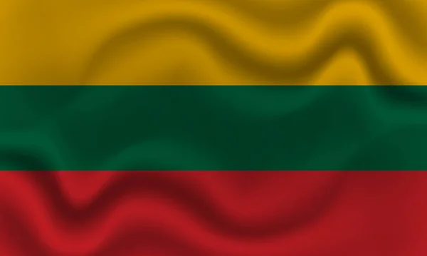 Ulusal Litvanya Bayrağı Dalgalı Pamuk Kumaş Üzerinde Gerçekçi Vektör Illüstrasyonu — Stok Vektör