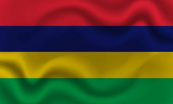 Nationalflagge Von Mauritius Auf Welligem Baumwollstoff Realistische Vektorillustration — Stockvektor