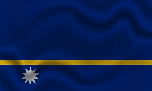 Bandera Nacional Nauru Sobre Tela Algodón Ondulado Ilustración Vectorial Realista — Vector de stock