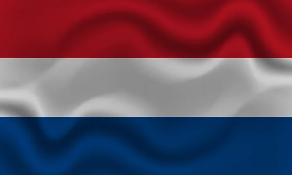 Nationalflagge Der Niederlande Auf Welligem Baumwollstoff Realistische Vektorillustration — Stockvektor