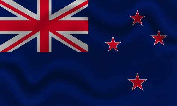 Nya Zeelands Flagga Vågigt Bomullstyg Realistisk Vektor Illustration — Stock vektor