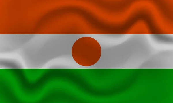 Nationale Vlag Van Niger Golvend Katoenen Weefsel Realistische Vector Illustratie — Stockvector