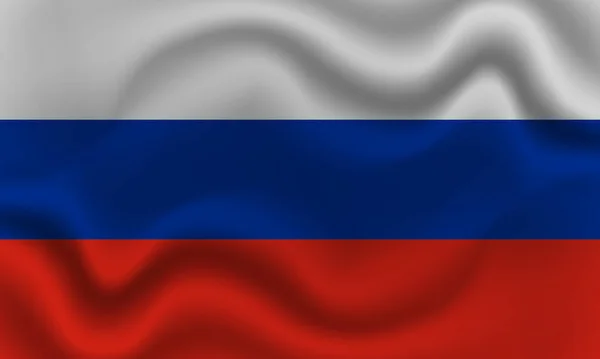 波纹棉织物上的俄罗斯国旗 现实的病媒说明 — 图库矢量图片