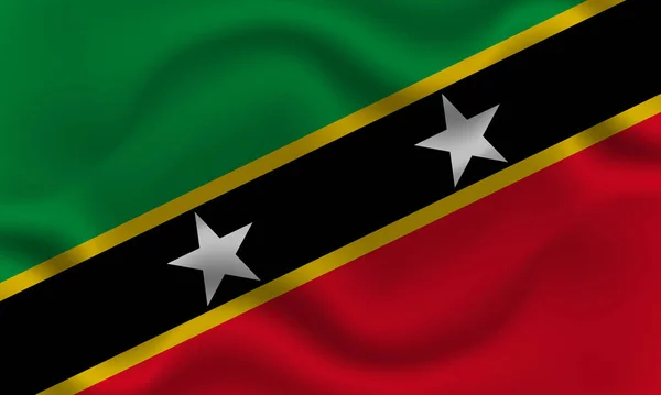 Flaga Narodowa Saint Kitts Nevis Falistej Tkaninie Bawełnianej Realistyczna Ilustracja — Wektor stockowy