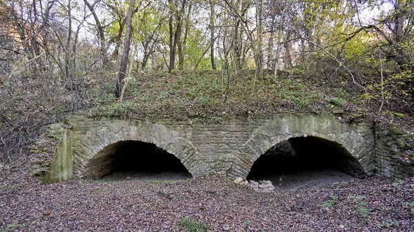 Une Structure Unique Vieux Pont Dessus Rivière Laba Ans Tard — Photo