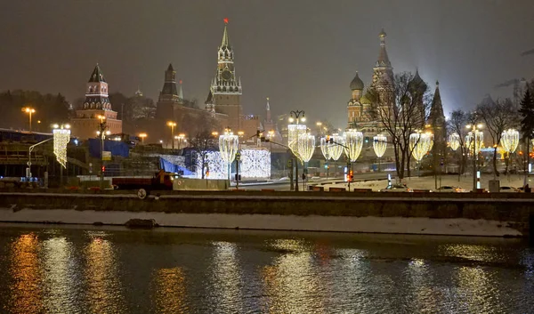 Posizione Russia Mosca Riprese Notturne Mese Febbraio — Foto Stock